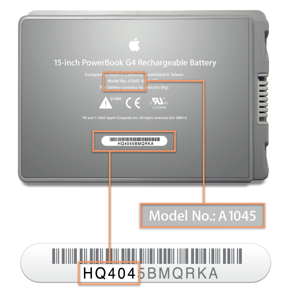 Picture of Recalled PowerBookComputer Battery