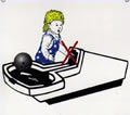 Child putting hand in Bowling Ball Return