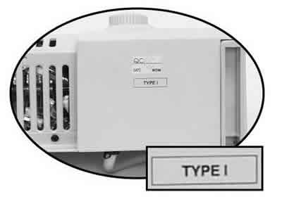 Picture of Type I label on heater